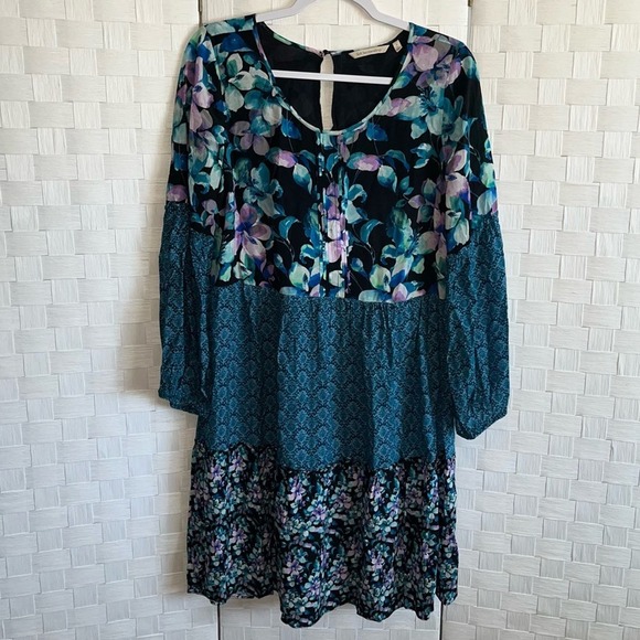 Soft Surroundings Night Bloom Floral Patchwork Dress Blue Women’s Size Small - Picture 6 of 11